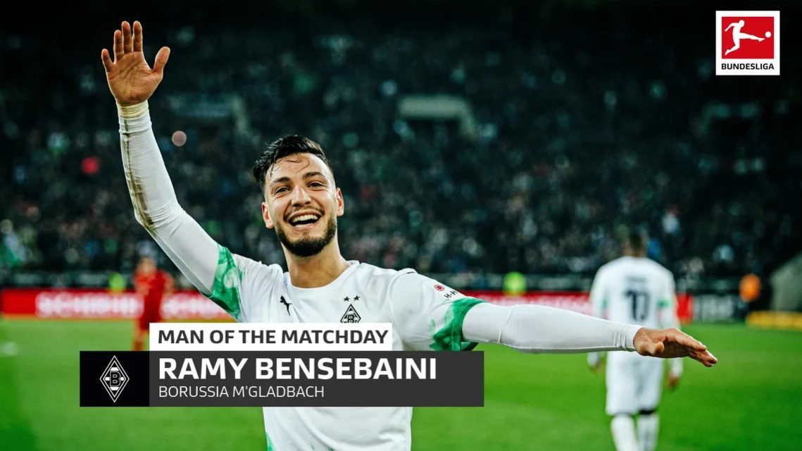 Ramy Bensebaini de jmg soccer homme du match historique de la Bundesliga